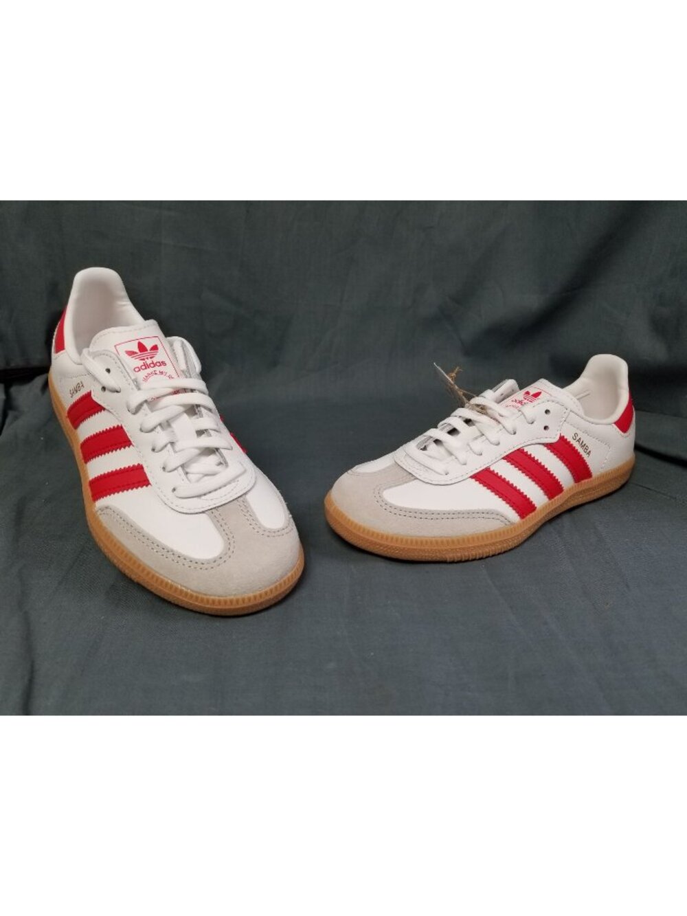 Adidas Samba OG (PS) Cloud White Better Scarlet Gum Kids Size 1 NEW NO BOX!